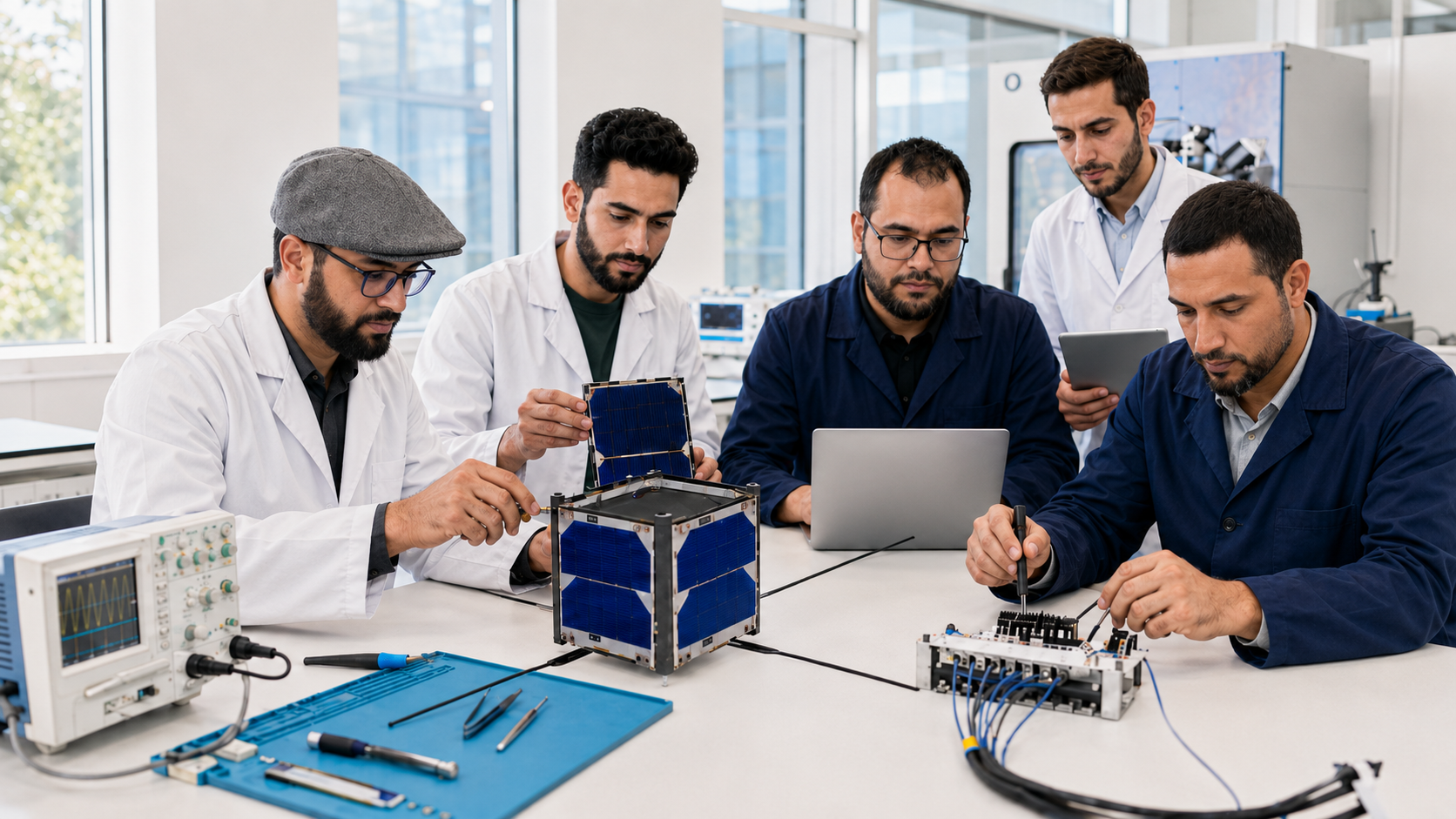 Exploded technical view of the UM6PSaT CubeSat